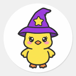 Cute Witch Duck Halloween Classic Round Sticker