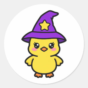 Cute Witch Duck Halloween Classic Round Sticker
