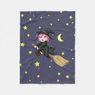 Cute Witch Fleece Blanket