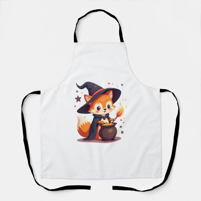 Cute Witch Fox � Magical Halloween Animal Tee Apron (Front)
