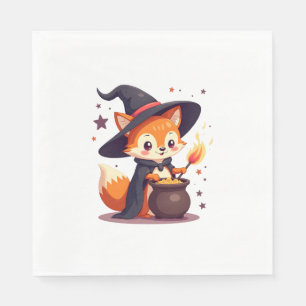 Cute Witch Fox – Magical Halloween Animal Tee Napkin
