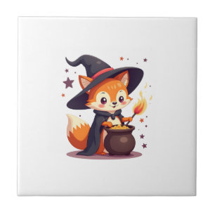Cute Witch Fox � Magical Halloween Animal Tee Tile