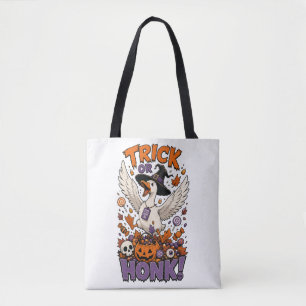 Cute Witch Goose Pumpkin Candy Graphic Tote Bag