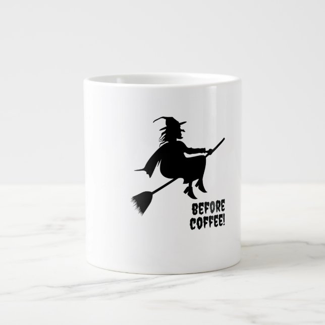 Cute Witch Graphic Before Coffee Spooky Halloween  Large Coffee Mug (Front)