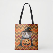 Cute Witch Guinea Pig Halloween Chevron
