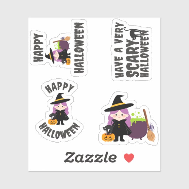 Cute Witch Halloween Cheer Sticker Pack (Sheet)