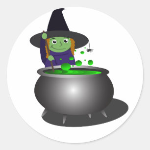 Cute Witch Halloween Classic Round Sticker