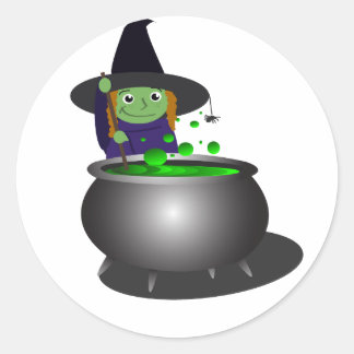 Cute Witch Halloween Classic Round Sticker