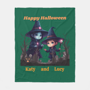 Cute Witch Halloween fleece blanket
