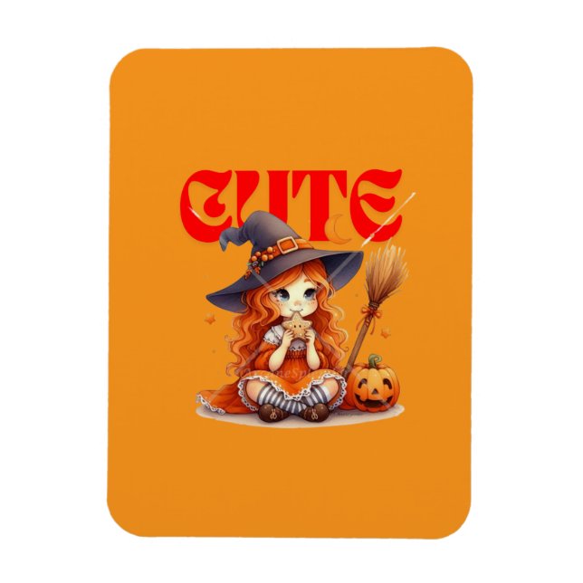 Cute Witch Halloween Flexible Photo Magnet (Vertical)