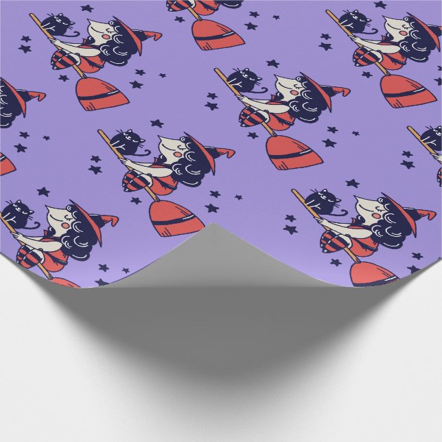 Cute Witch Halloween wrapping paper (Corner)