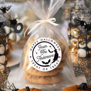 Cute Witch Happy Halloween Treat or Treat Favour Classic Round Sticker
