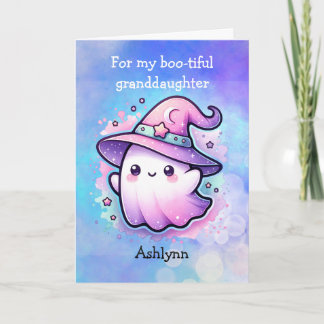 Cute Witch Hat Ghost Halloween Granddaughter Card