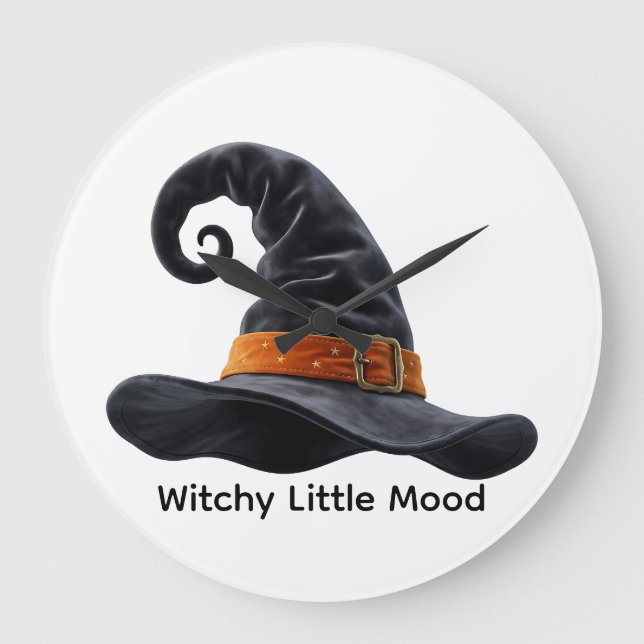 Cute Witch Hat Halloween Spooky T-Shirt Large Clock (Front)