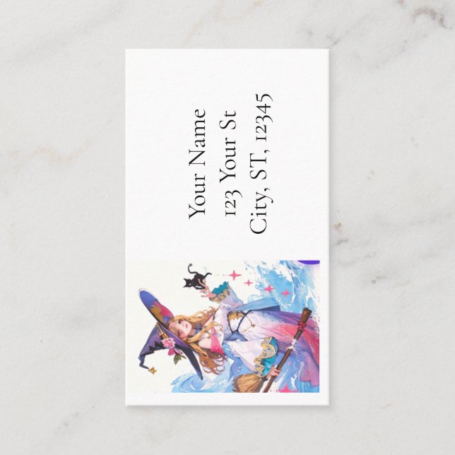 Cute Witch Holding Black Cat Thunder_Cove  Business Card (Front)