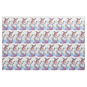 Cute Witch Holding Black Cat Thunder_Cove  Fabric