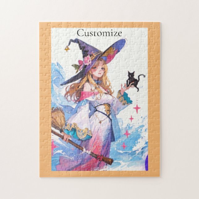 Cute Witch Holding Black Cat Thunder_Cove  Jigsaw Puzzle (Vertical)