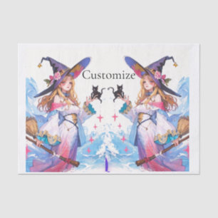 Cute Witch Holding Black Cat Thunder_Cove  Tissue Paper