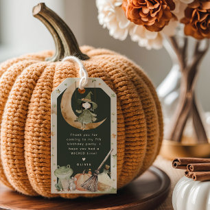 Cute Witch Kids Halloween Birthday Favour Gift Tags