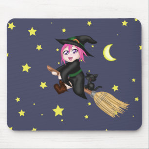 Cute Witch Mouse Pad