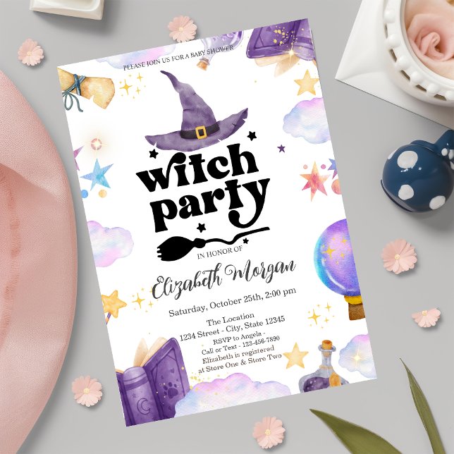 Cute Witch Party Baby Shower  Invitation (Creator Uploaded)