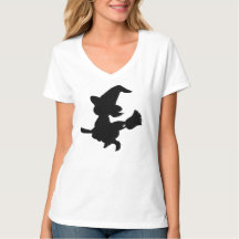 Cute Witch riding a broom Silhouette