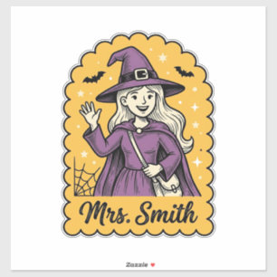 Cute Witch Teacher Mrs Smith Vintage Halloween Des