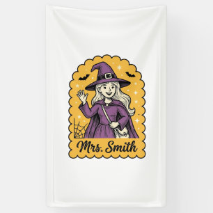 Cute Witch Teacher Mrs Smith Vintage Halloween Des Banner