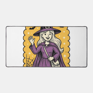 Cute Witch Teacher Mrs Smith Vintage Halloween Des Desk Mat