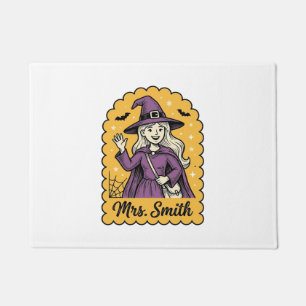 Cute Witch Teacher Mrs Smith Vintage Halloween Des Doormat