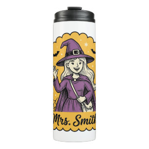 Cute Witch Teacher Mrs Smith Vintage Halloween Des Thermal Tumbler