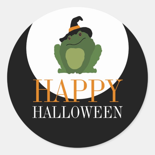 Cute Witch Toad, Halloween Classic Round Sticker (Front)