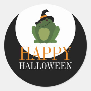 Cute Witch Toad, Halloween Classic Round Sticker
