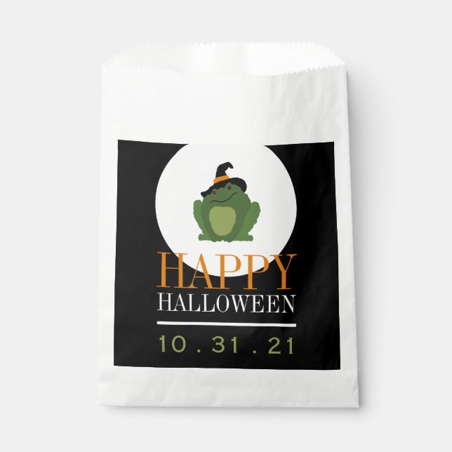 Cute Witch Toad, Halloween Favour Bags (Front)