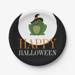 Cute Witch Toad, Happy Halloween Paper Plate