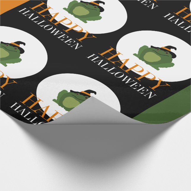 Cute Witch Toad, Happy Halloween Wrapping Paper (Corner)