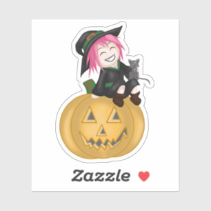 Cute Witch with a Pumpkin