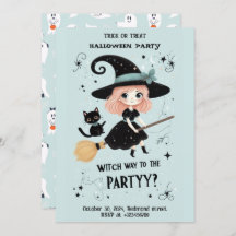 Cute witch with Halloween Pun party