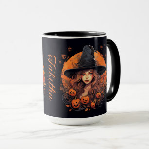 Cute Witch with Name Halloween Mug