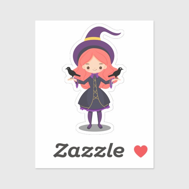 Cute witch with ravens Halloween (Sheet)