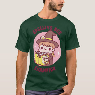 Cute Witch With Spell Book Spelling Bee Champion F T-Shirt