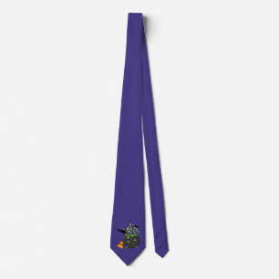 Cute Witch's Crow Looking Into A Bubbling Cauldron Tie