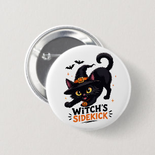 Cute Witch's Sidekick Black Cat Halloween 6 Cm Round Badge