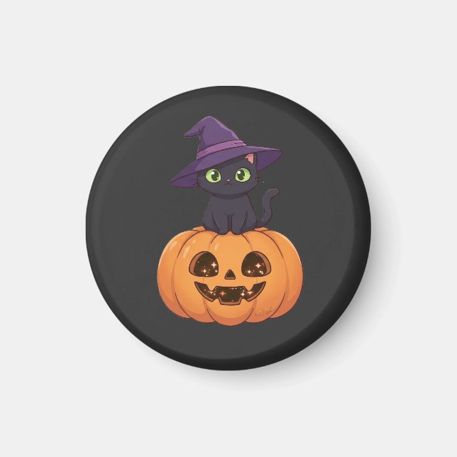 Cute Witchy Black Cat Magnet (Front)