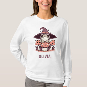 Cute Witchy Frog on Mushrooms T-Shirt
