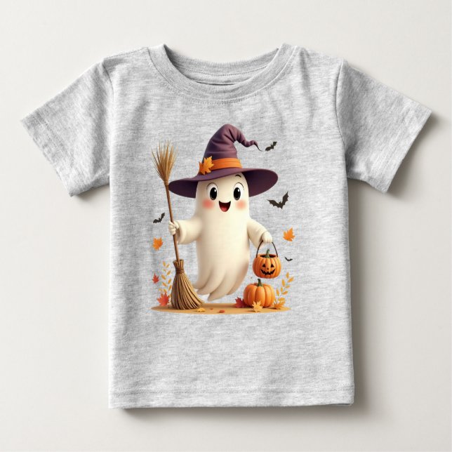 Cute Witchy Ghost Halloween Toddler T-Shirt (Front)