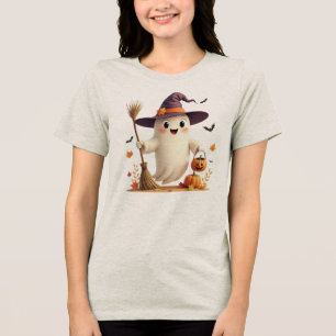 Cute Witchy Ghost Halloween Tri-Blend Shirt