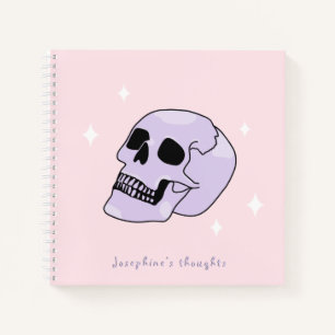 Cute Witchy Mystical Skull Pink and Purple Name Notebook