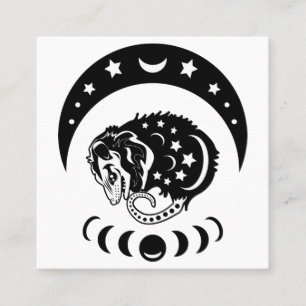 Cute Witchy Opossum Square Business Card
