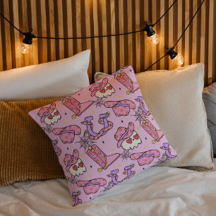 Cute Witchy Skull Pink Spooky Chic Halloween  Cushion